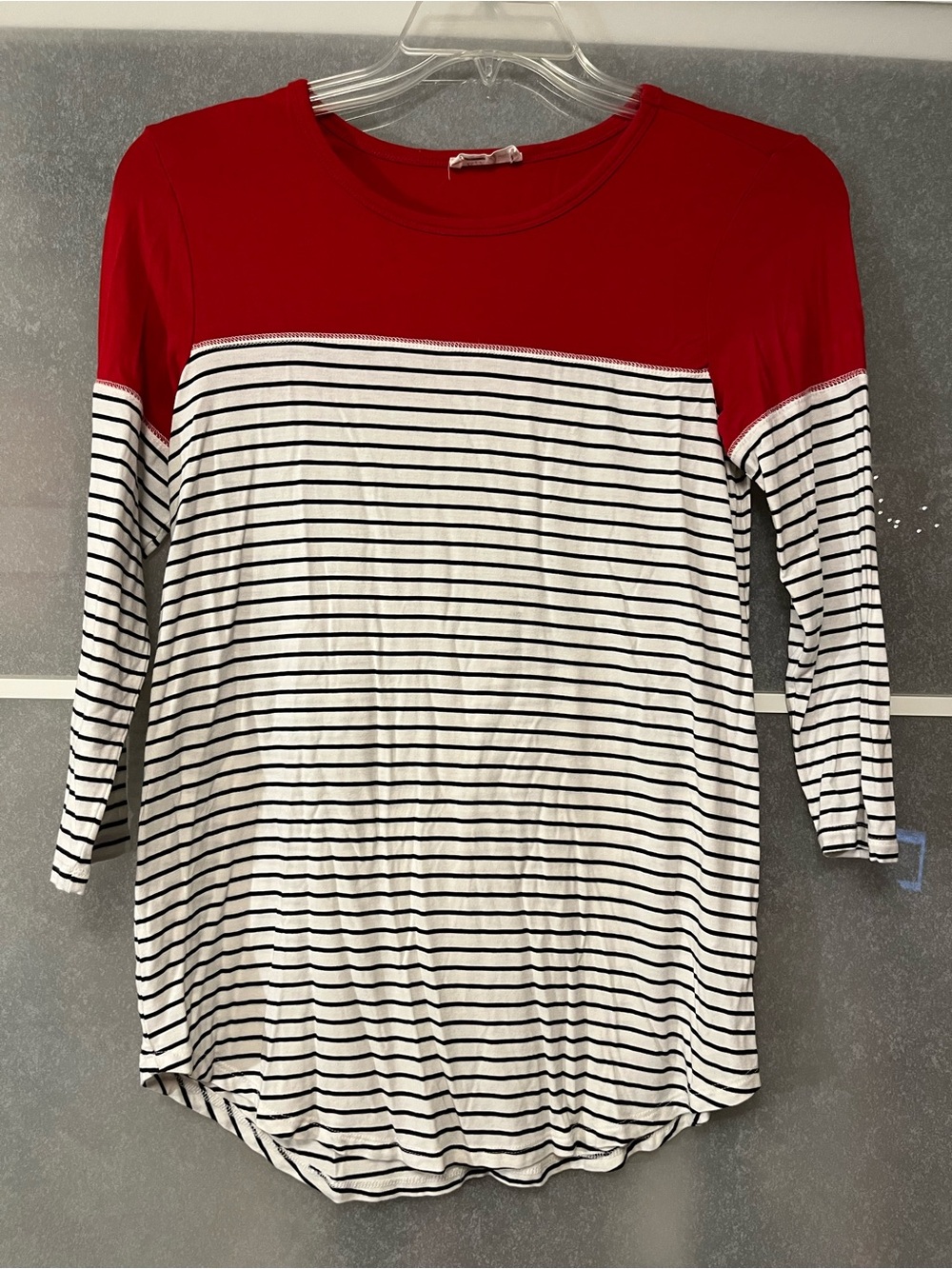 Maurices Red & White Striped 3/4 Sleeve Top